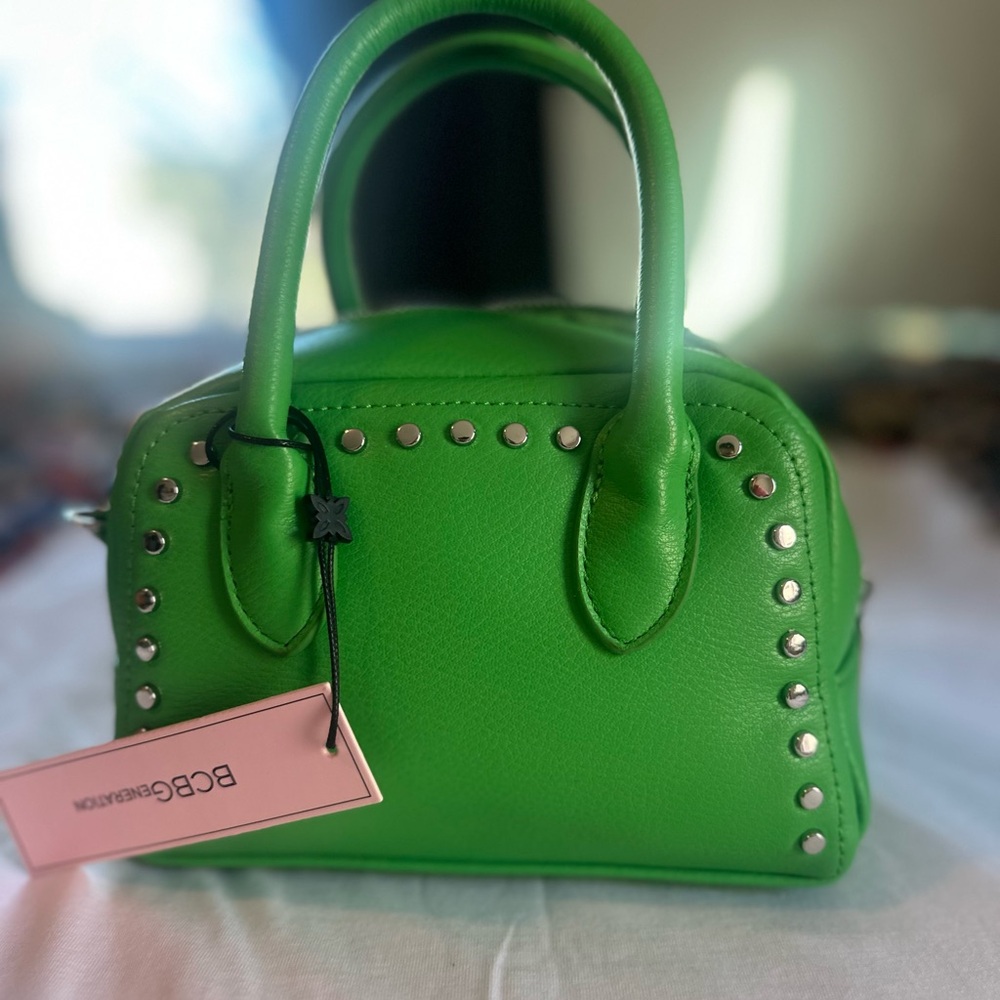BCBGeneration Bright Green Studded Satchel